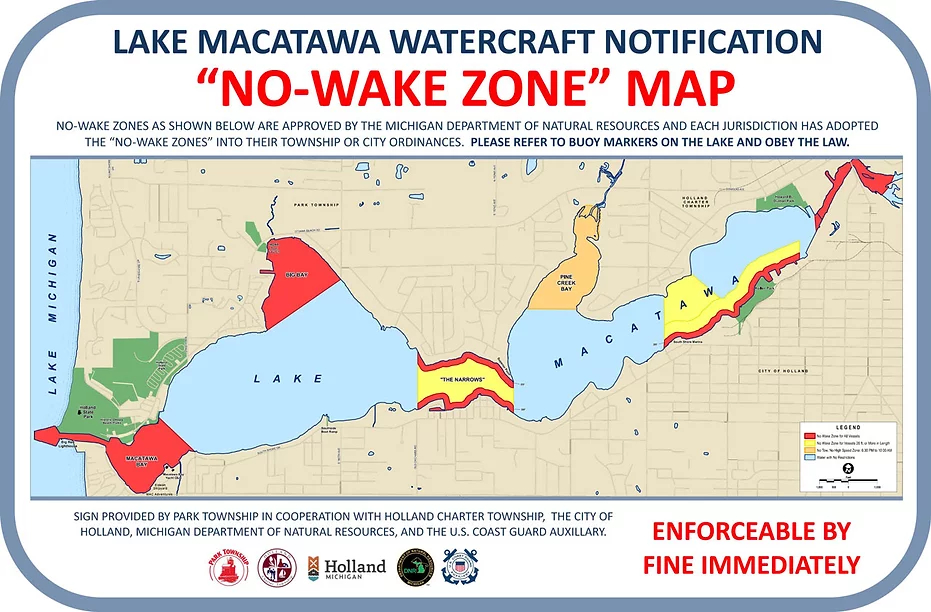 Lake Macatawa Watercraft Notification No-Wake Zone